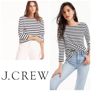 J.Crew Striped Boat Neck Long Sleeve Size Large